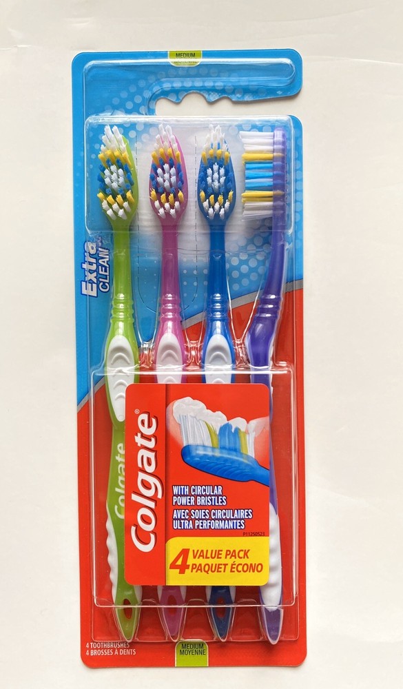 Colgate Extra Clean Full Toothbrush with power bristles  Medium  4 Count