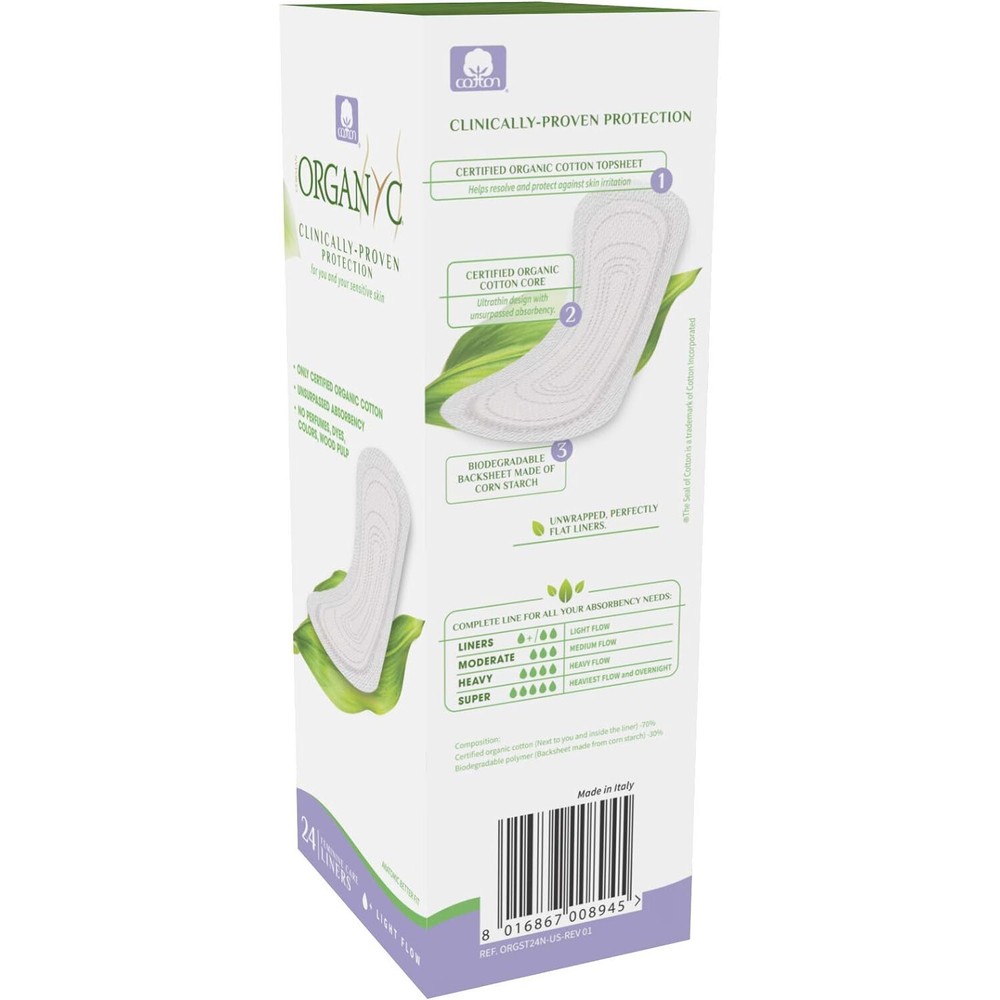 Organyc Feminine Care Liners, Light Flow, 24 Liners