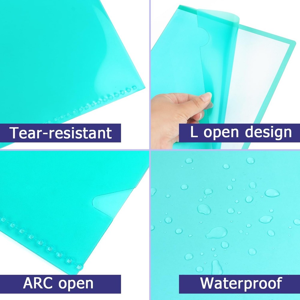 16 Pack Clear Plastic Folders Sleeves, Plastic Sleeves for Documents Transparent