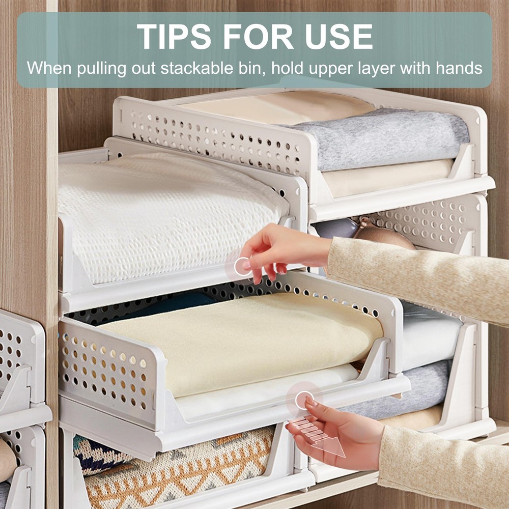 Stackable Foldable Storage Baskets, Folding Storage Bins, Closet Organizers a...