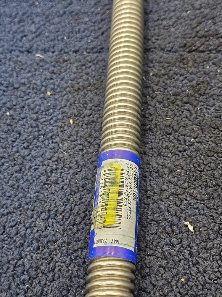 (QTY 3) BrassCraft SWB00-18N Coated Stainless Steel Water Heater Connector 18" L