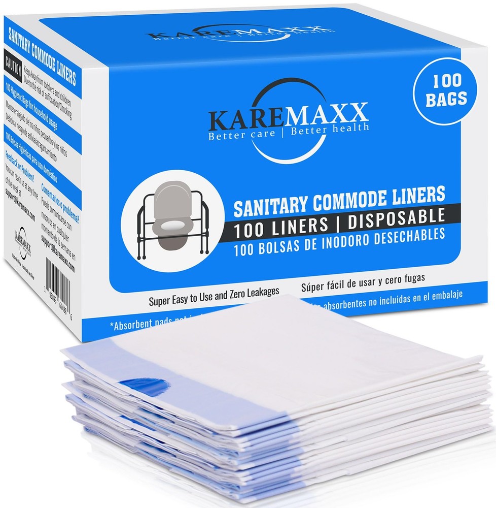 100 Bedside Commode Liners Bags for 1 Count (Pack of 100), White