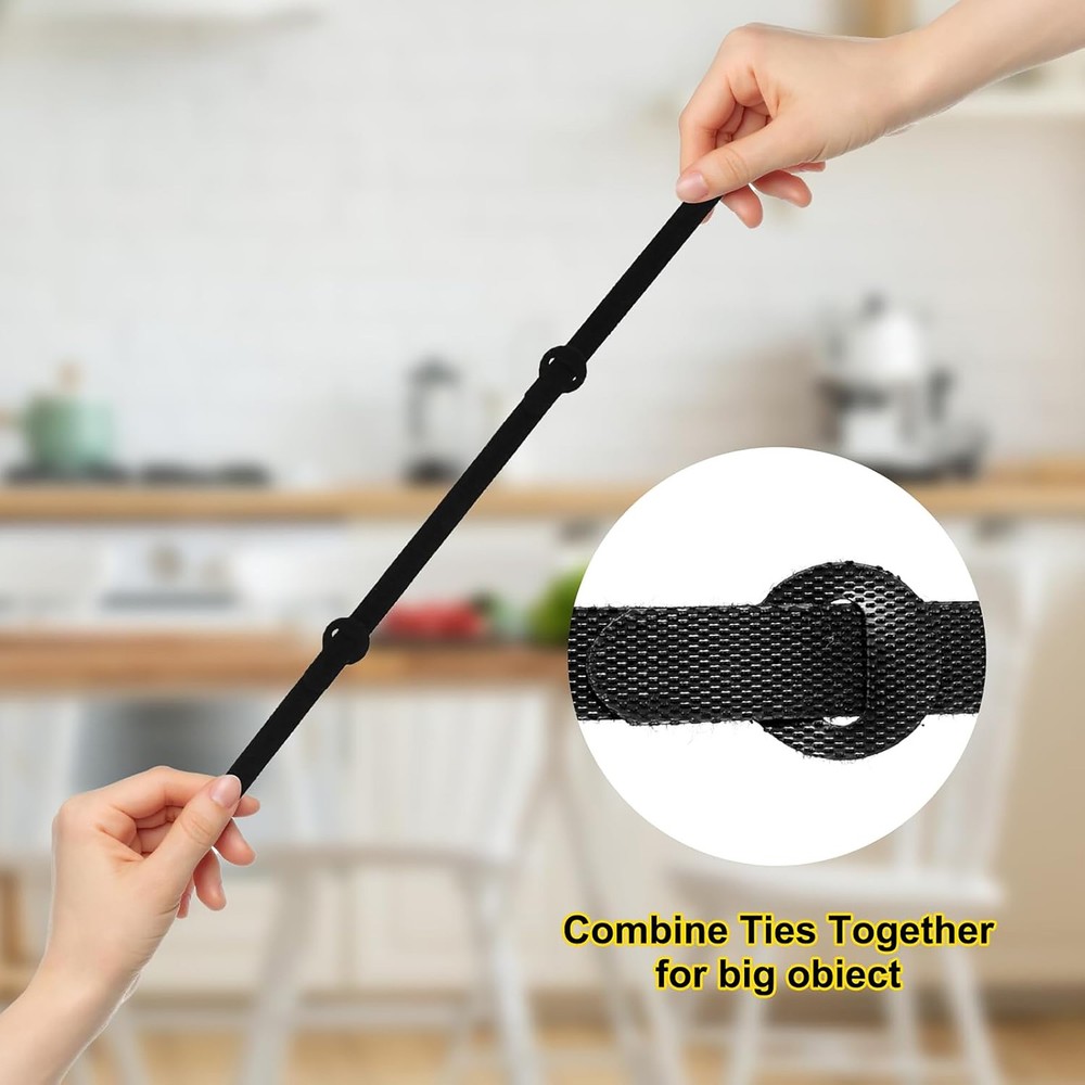 500 PCS Black Hook & Loop Ties-Wire Cord Fastening Straps Reusable