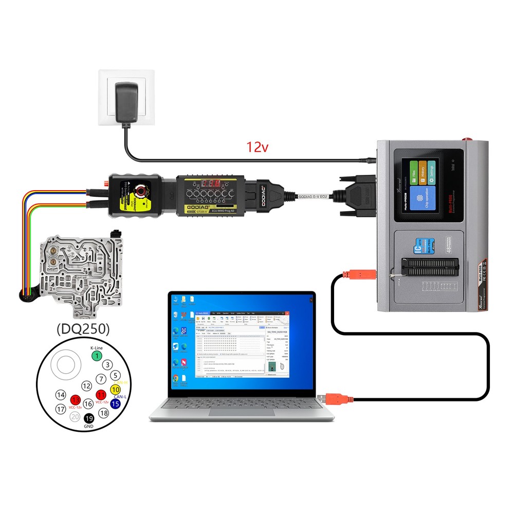 GODIAG G-V E-C-U Cable for Connecting MULTI PROG with GT107 Read & Write Data