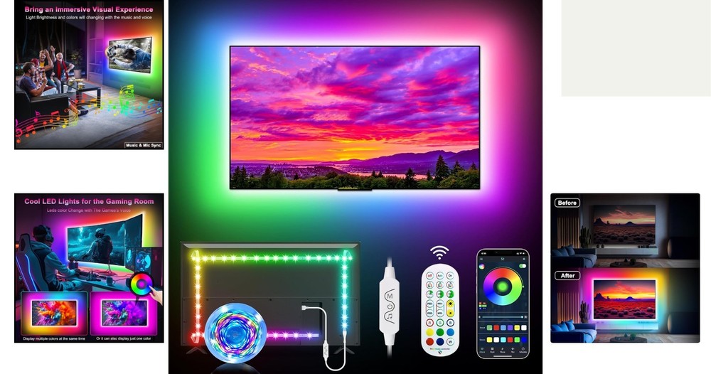 Dynamic 9.84ft LED Backlight for TVs - App Controlled Color Changing Experience