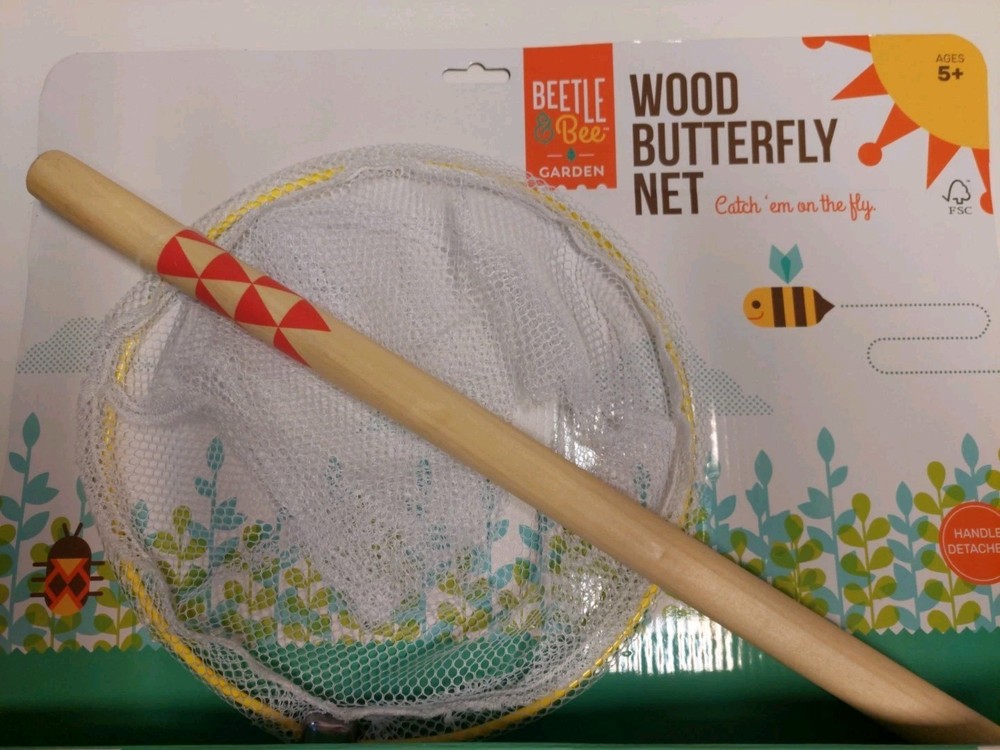 Beetle &Bee Wood Butterfly Net - New
