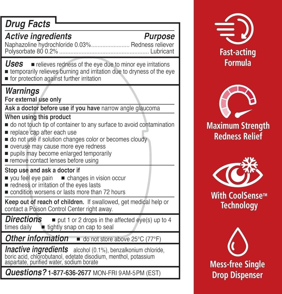 Max Strength Eye Drops with CoolSense Technology for Fast Redness Relief - 0....