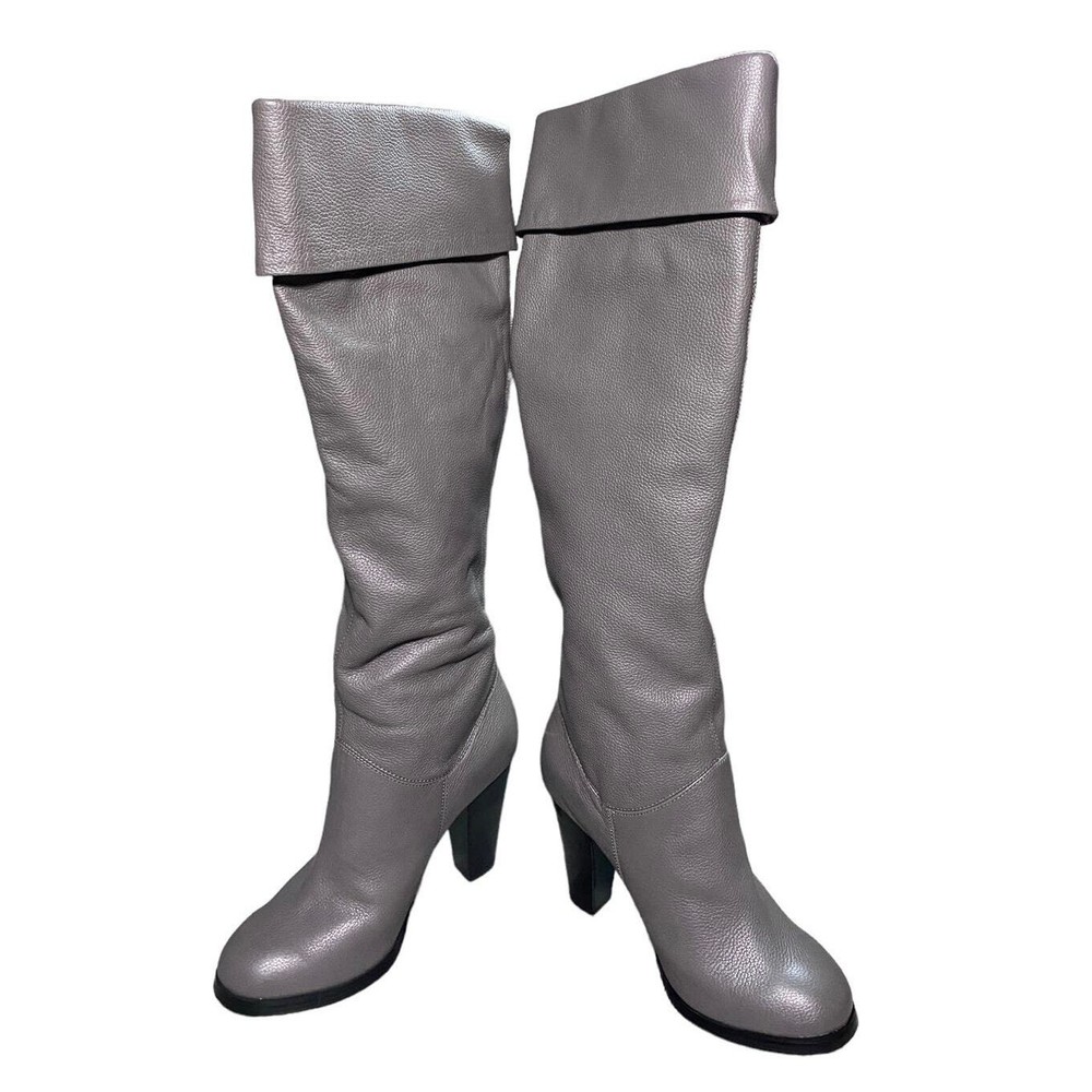 Colin Stuart Gray Pebbled Leather Knee High Boots - 6