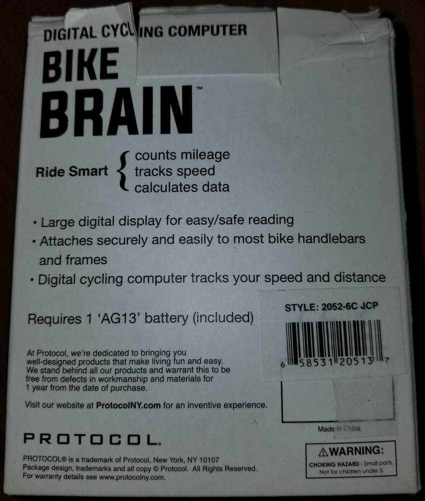 PROTOCOL: BIKE BRAIN, DIGITAL CYCLING COMPUTER NEW