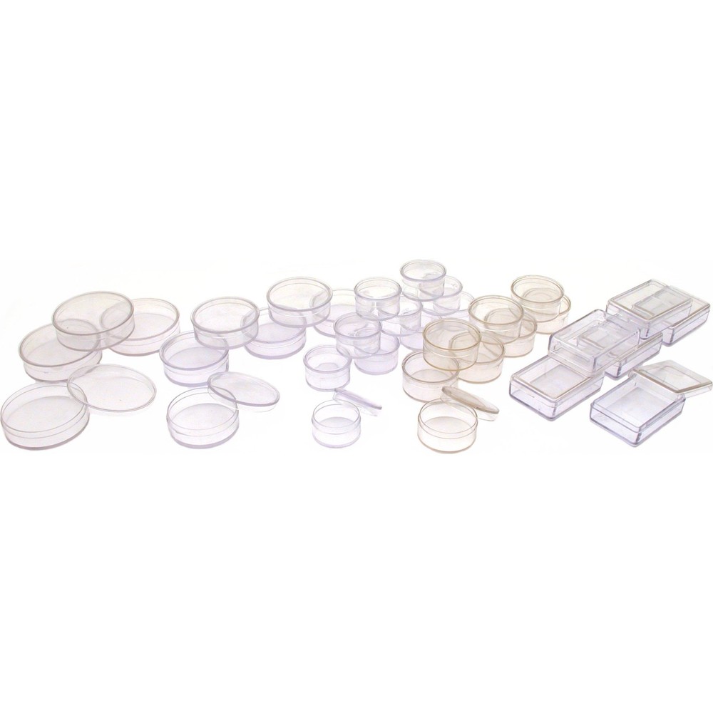 35 Bead Clear Jars Round Rectangle Beading Storage Container Containers