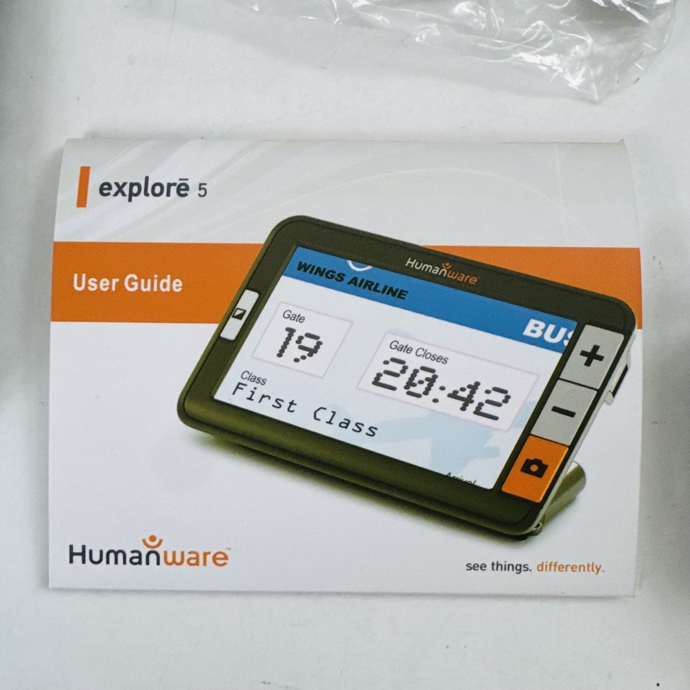 HumanWare Explore 5 Handheld Electronic Magnifier w/ Case Box Accessories