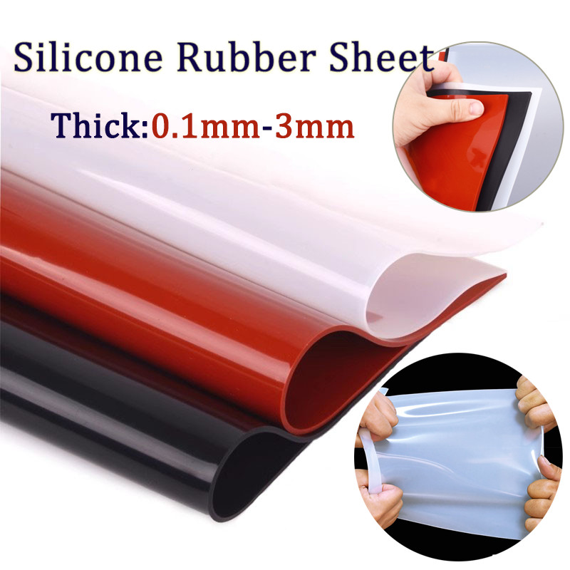 Silicone Rubber Sheet Pad Thin Mat Gasket Thick:0.1mm-3mm Clear/Red/Black/White