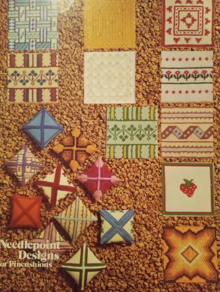 Vintage Needlepoint Pincushions Pattern Leaflet Stitches Learn to Needlepoint