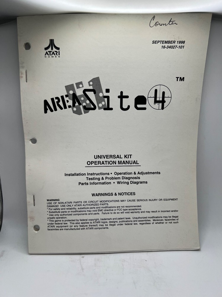 ATARI: Arcade game Manuals Collection from distributors library YOUR CHOICE