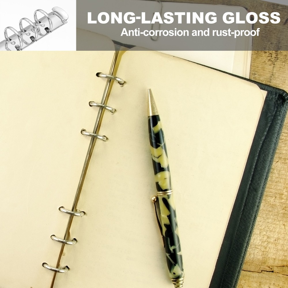 6 Holes Ring Binder, A6 Notebook 20mm Binder Mechanisms, Silver, 1 Set