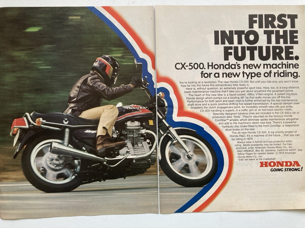 1978 Honda CX-500 Motorcycle Print Ad
