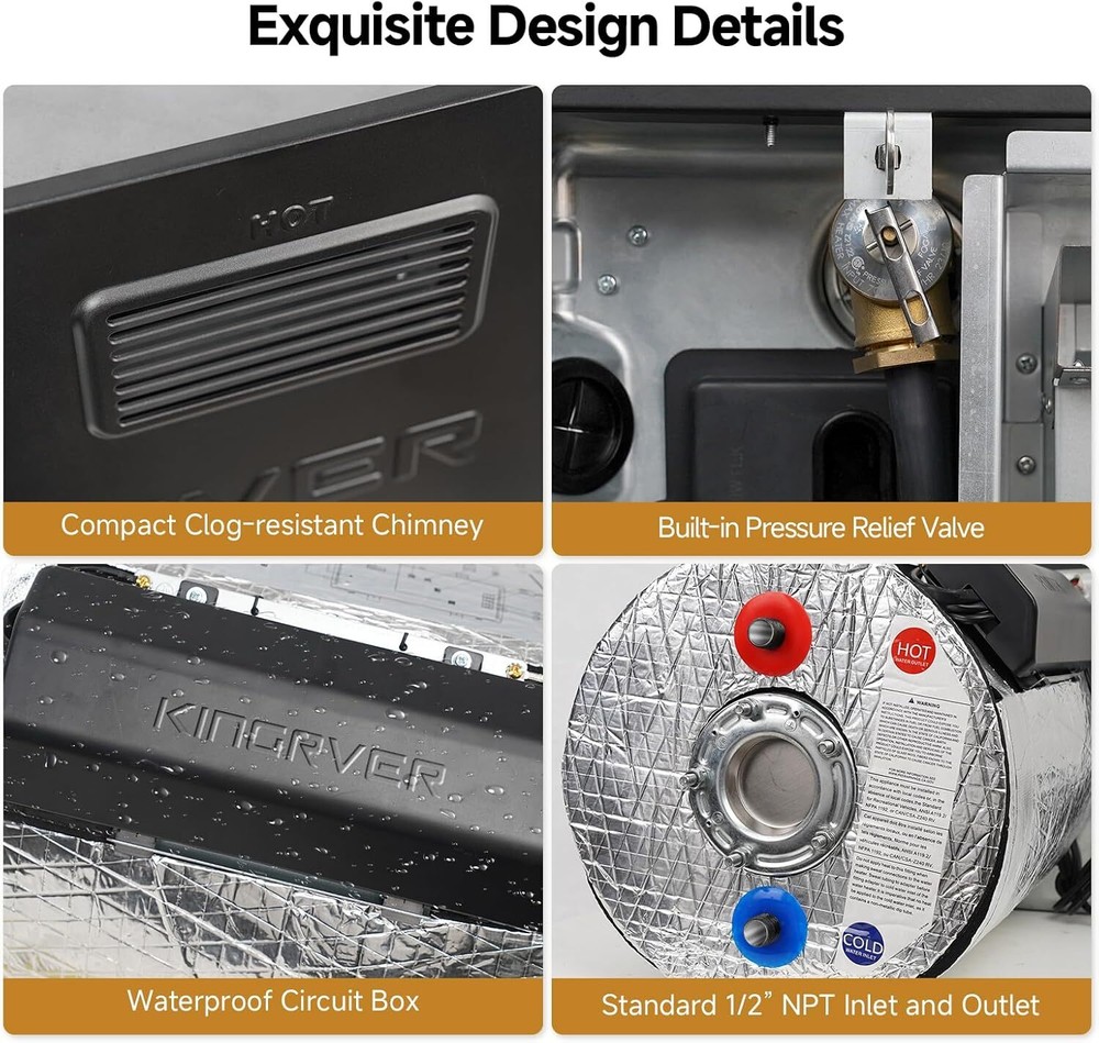 10 Gal RV Water Heater Dual Fuel Gas & Electric 1440W 12,000 BTU Spark Ignition