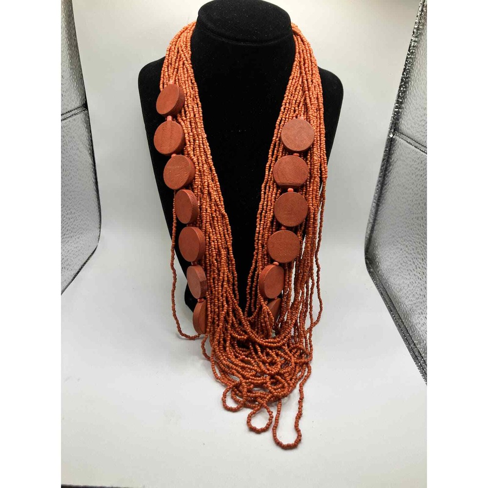 Burnt Orange Beaded 27.5" Necklace!
