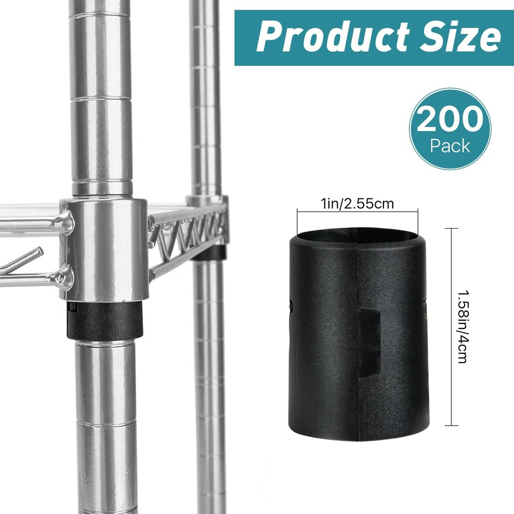 200 Pack Wire Shelving Shelf Lock Clips, 1 Inch Wire Shelf Clips for Post She...