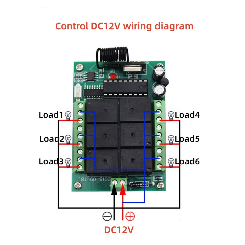 6CH Channel Relay RF Wireless Remote Control Switch Transmitter Receiver Parts