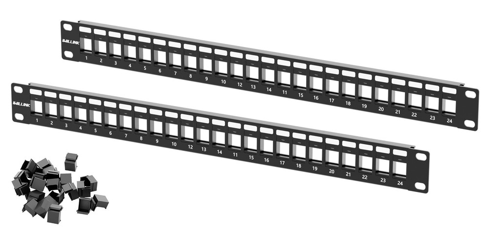 Blank Keystone Patch Panel 24 Port 1U 19 Inch Network Dust Proof 2 Pack