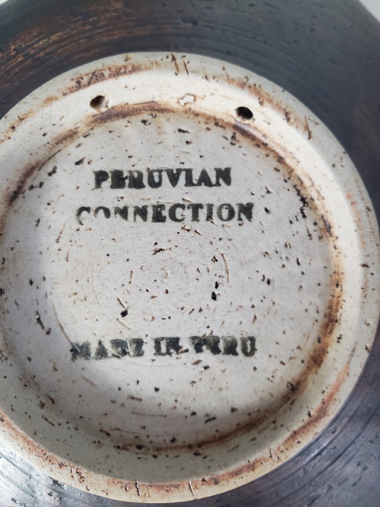 Vintage Peruvian Connection Handmade Pottery Bowl, Bird Design, Made In Peru
