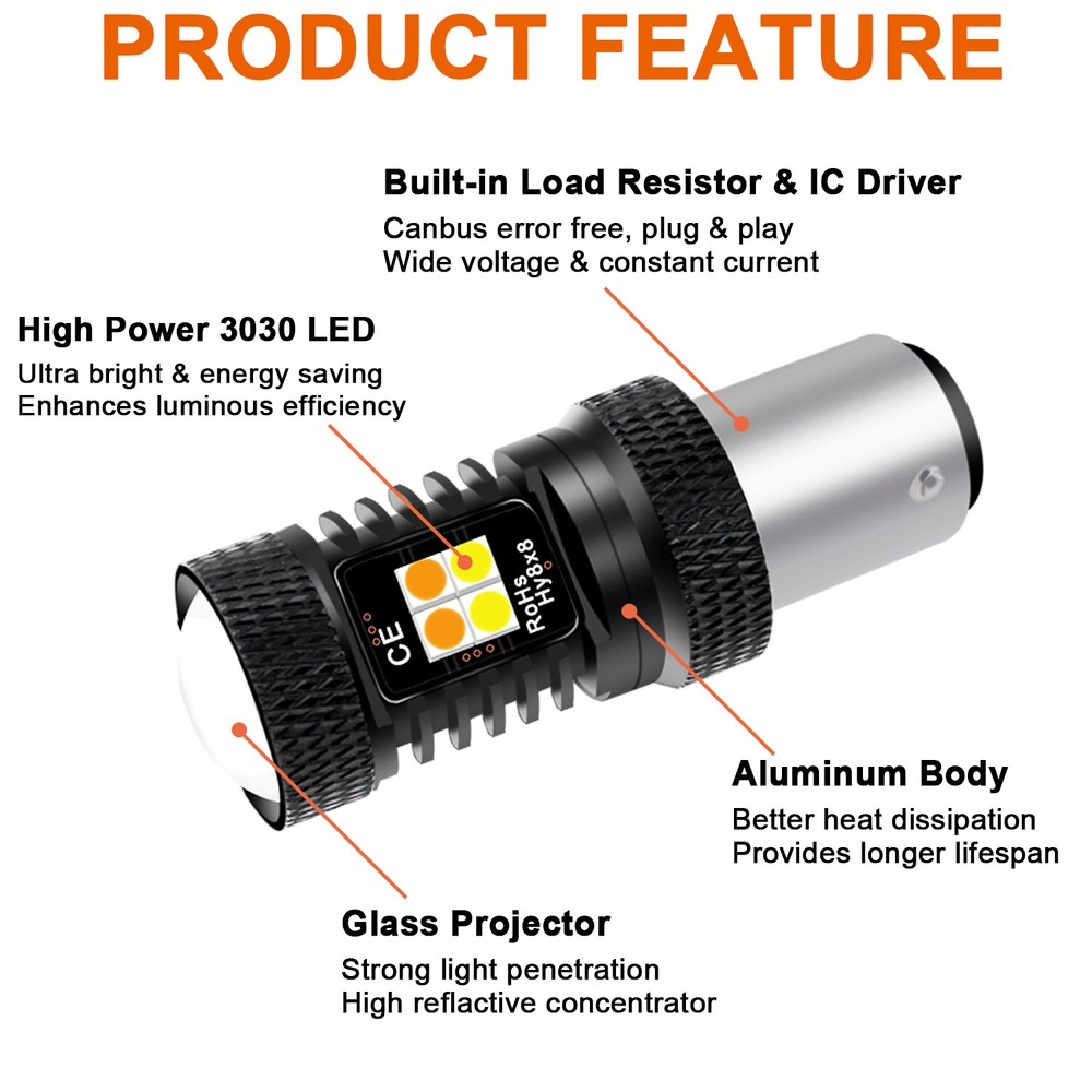 4Pack 2357 Switchback LED Turn Signal Light Bulb For Chevy GMC C/K1500 2500