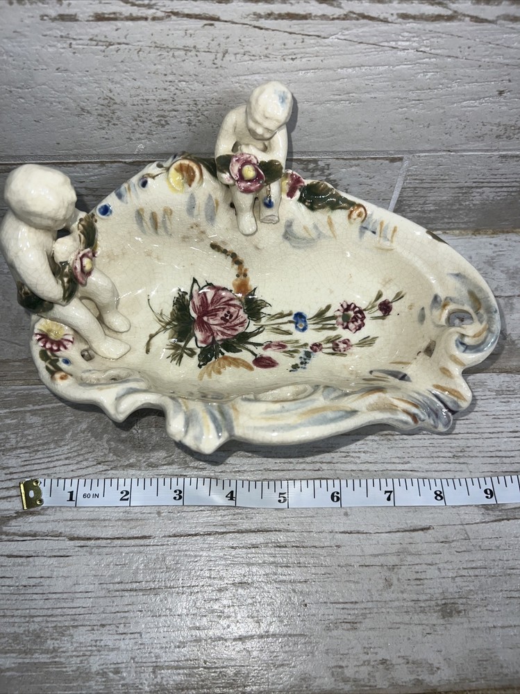 Vintage Cherub Candy Succulent Dish Decorative Flowers