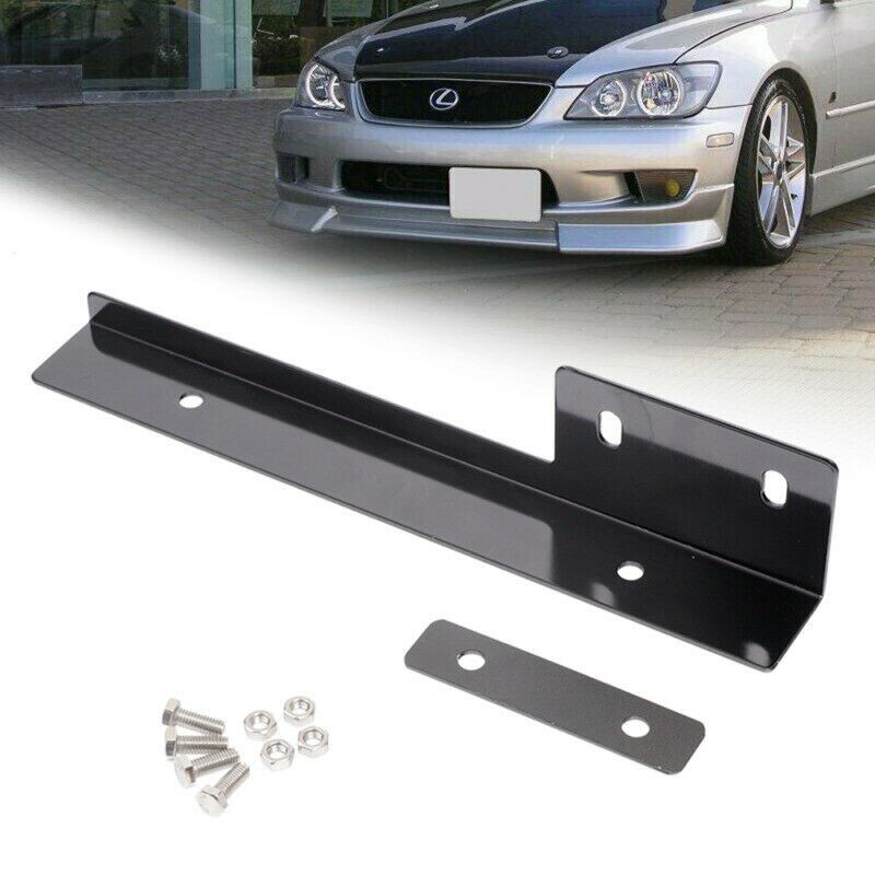 JDM Style Front Black Relocator Adapter License Plate Tag Holder Mount Bracket