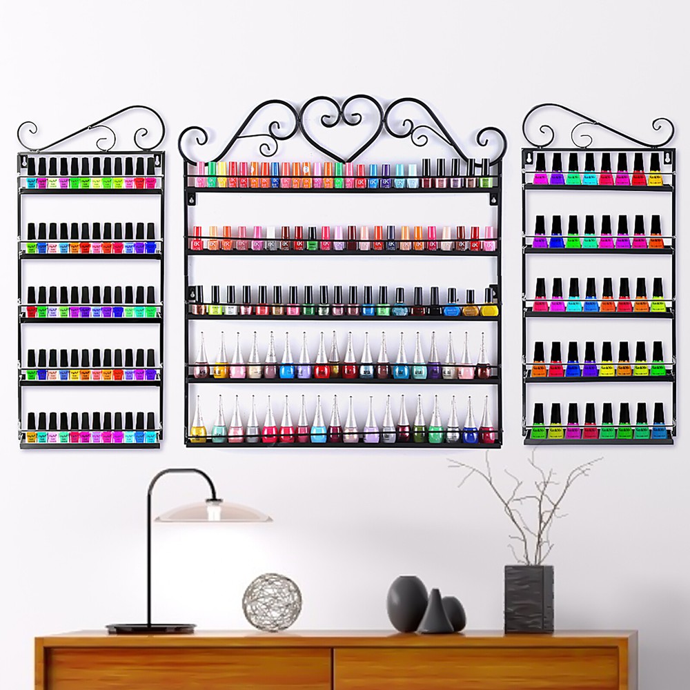 5-layer Convenient Installed Wall-mounted Metal Black Nail Polish Display Rack