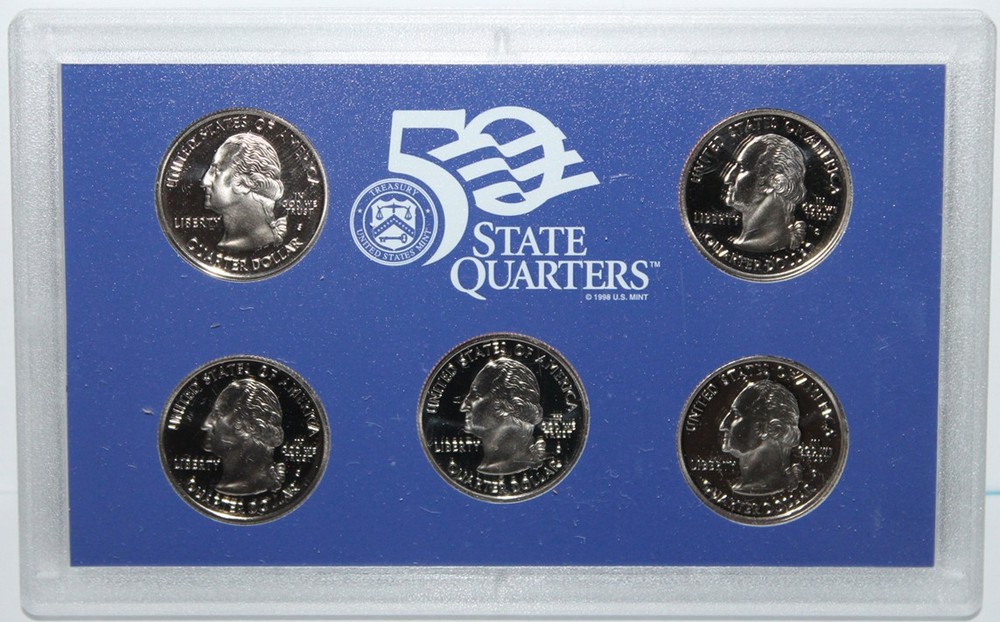 2001 Proof State Quarter Set Gem DCAM (Clad) - (OGP) 5 coins