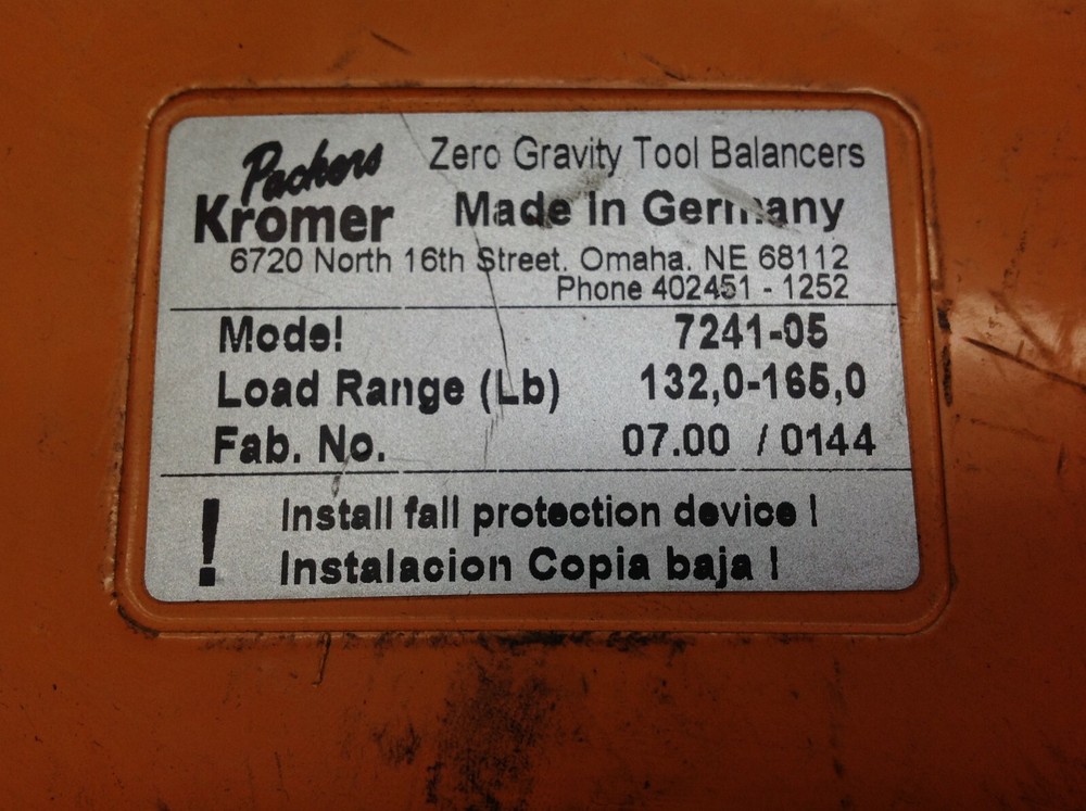 Packers Kromer 7241-05 Zero Gravity Tool Balancer 132-165 LBS