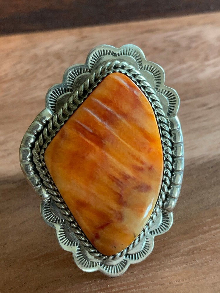 ORANGE ~ SPINY STERLING ~ RING (7.50)