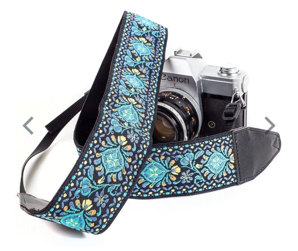 Art Tribute Camera Strap Blue Woven Embroidered NEW Boho