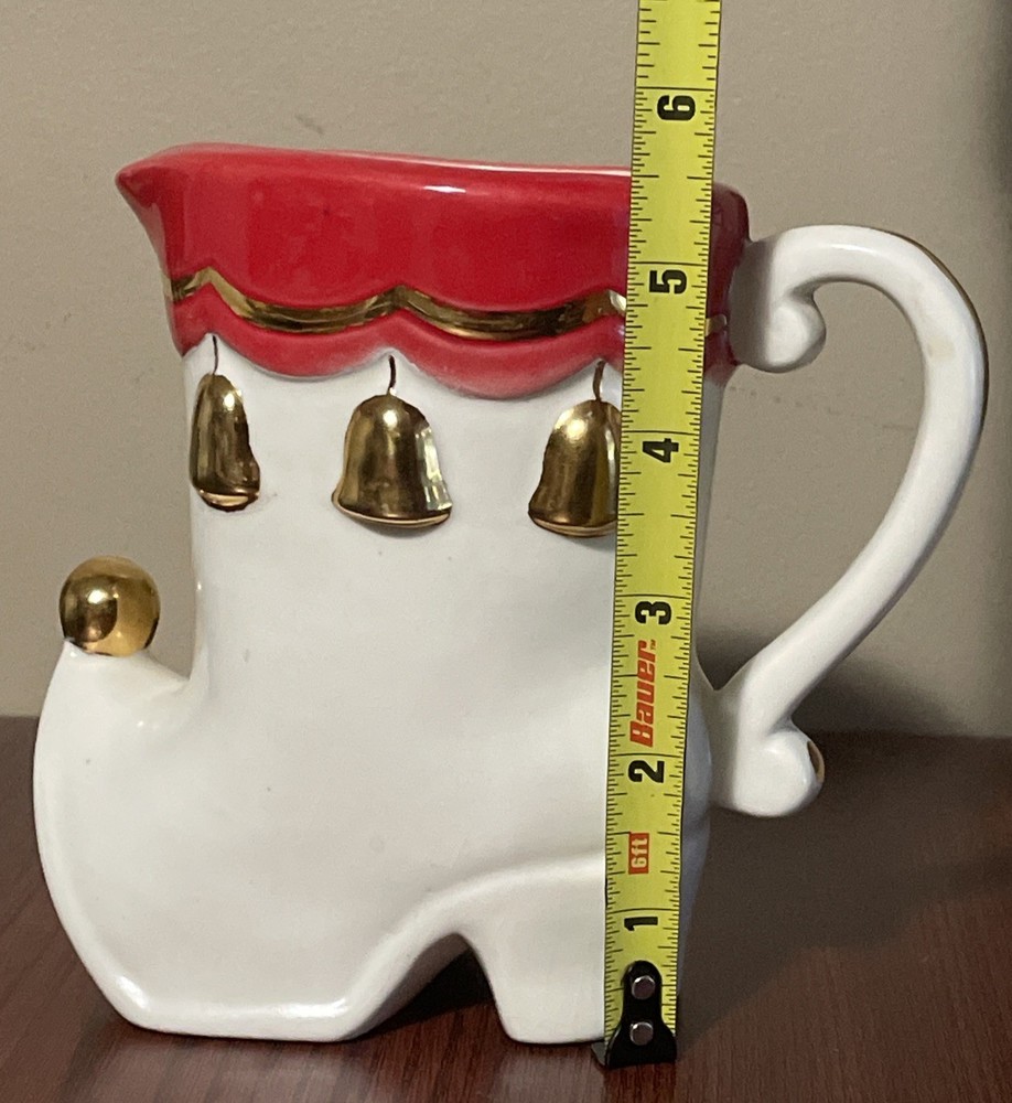 1972 Santa Boot Pitcher Ceramic 5.5” 16oz
