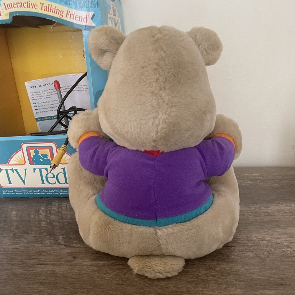 TV Teddy VCR Interactive Wireless Teddy bear W Box Vintage