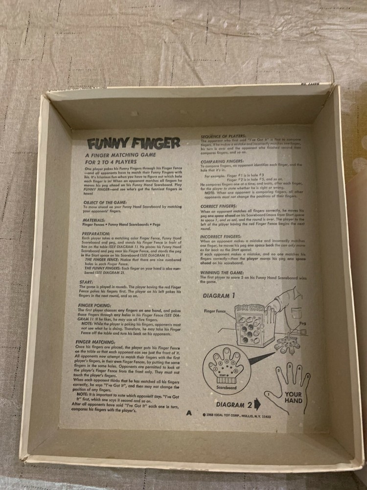 Vintage 1968 Ideal Funny Finger Game
