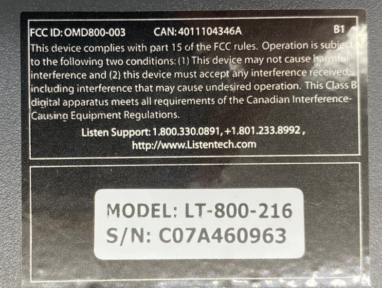 Listen Technologies LT-800-216 Stationary RF Transmitter