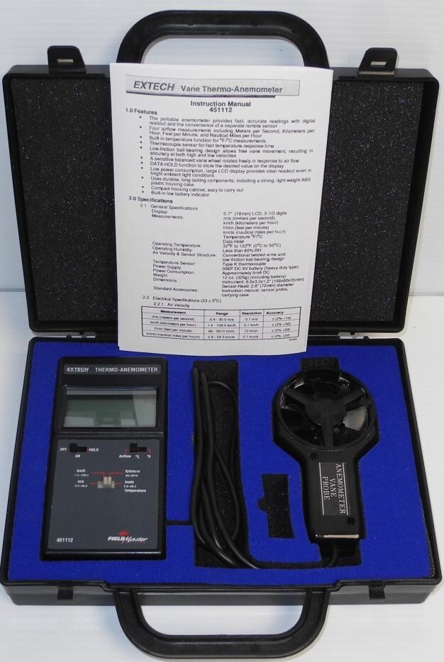 Extech Vane Thermo-Anemometer Field Master 451112