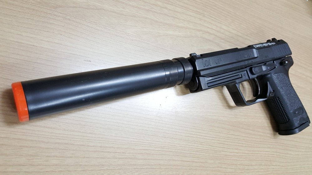 H&K USP with Silence Spring Powered 6mm BB Toy by Eagle Co.