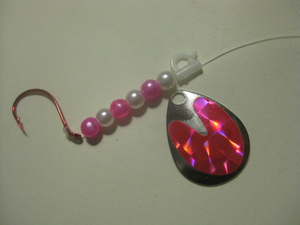 Walleye 1 Hook Spinner Rigs ( Pink Holographic)