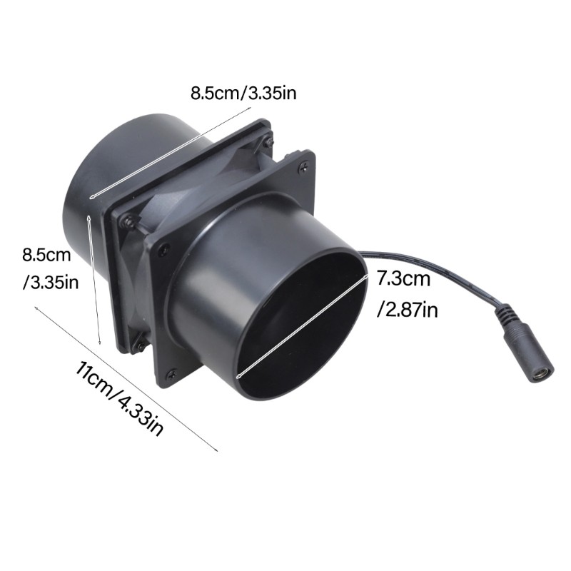 12V 8cm Inline Duct Fan With Speed Controller Powerful Ventilation Exhaust