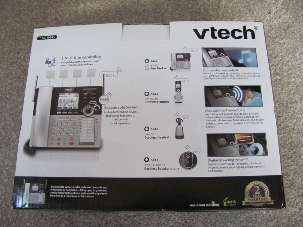 VTech CM18445 4-Line Small Business System Main Console with Answering System