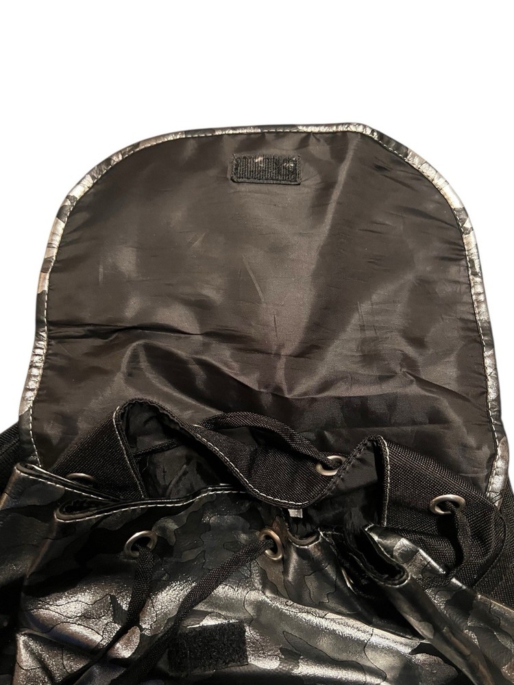 JUSTICE BRAND SHINY BLACK CAMMO BACKPACK EXCELLENT CONDITION