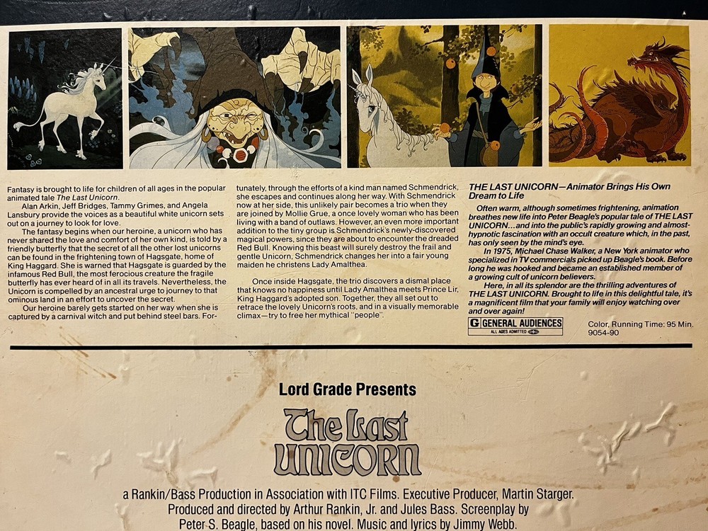 The Last Unicorn CBS FOX Capitance Electronic Disc System 1982 Untested