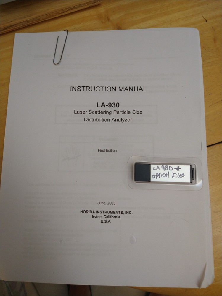 HORIBA LA-930 Laser Scattering Particle Size Analyzer-REFURBISHED