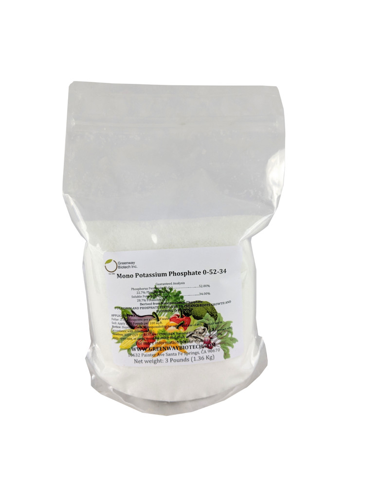 Monopotassium phosphate MKP 0-52-34 Soluble MonoPotassium Phosphate 3 Pounds