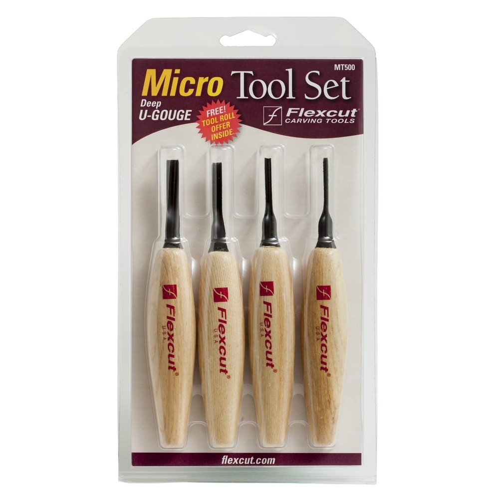 FLEXCUT Carving Tools, Deep U-Gouge U-gouge Micro Tool Set, Multicolor