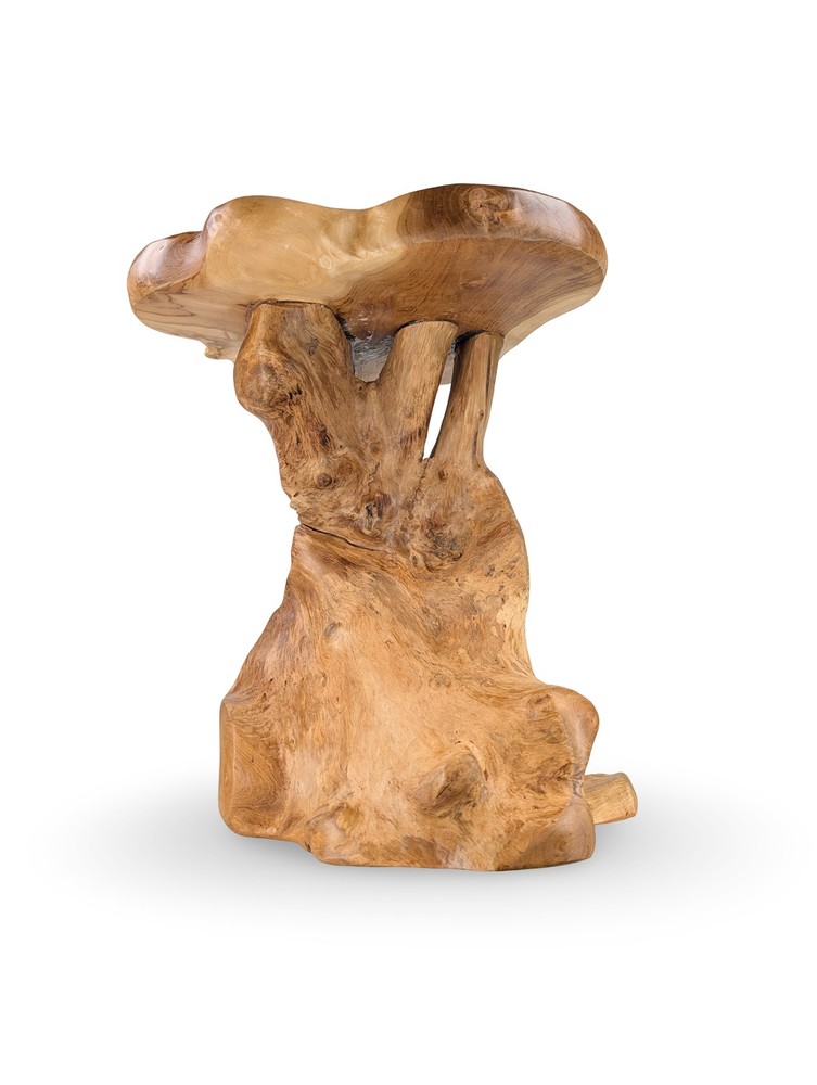 Teak Side Table, Wood Side Table, Teak Accent Stool, Handcrafted Side Table