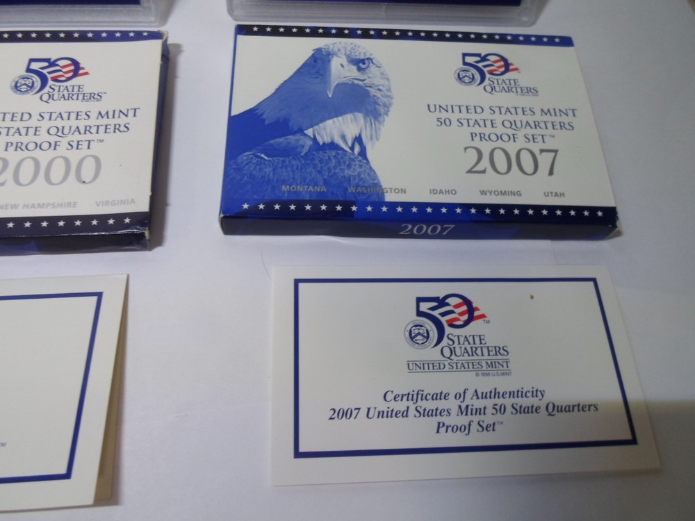 2000 and 2007 Mint Proof State Quarter Sets